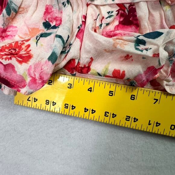 Altar’d State Romper Shorts Womens Small Pink floral Tiered Ruffled Tie V Neck - Picture 8 of 13
